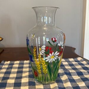 Hand painted floral vase
